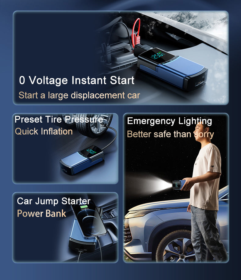 Cardot USA Hot Sale Universal Jump Starter&Air pump&Power Bank Integrated System