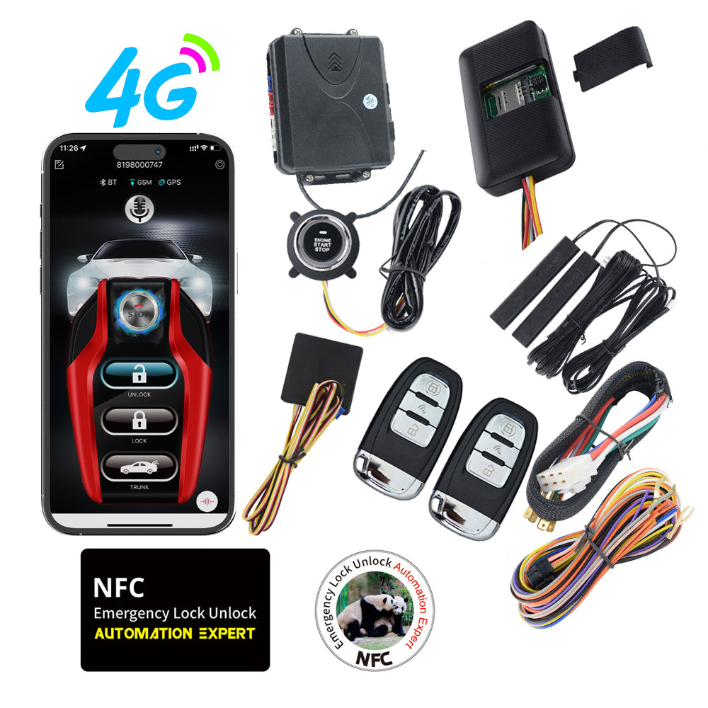 Cardot 4G  Small Phone APP Control Pke Push start Car Alarm System With Remote Engine start
