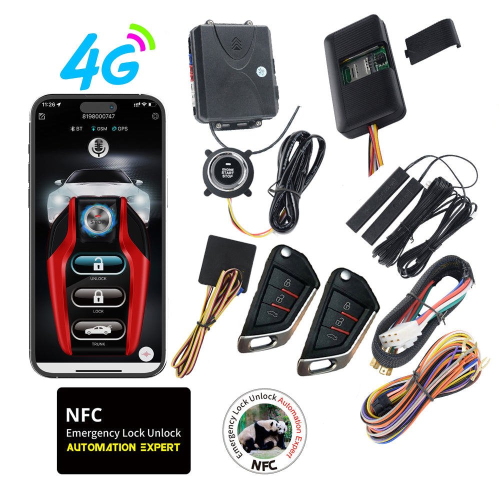 Cardot 4G  Small Phone APP Control Pke Push start Car Alarm System With Remote Engine start