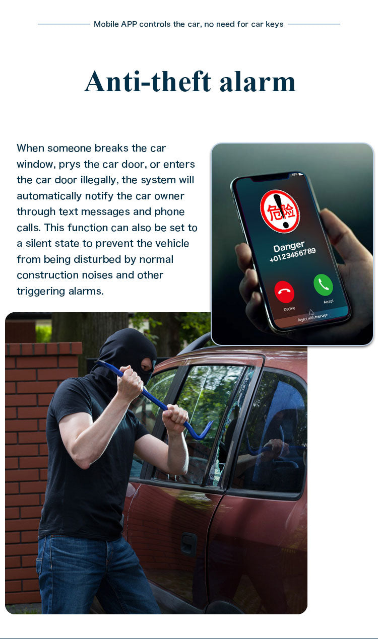 Cardot 4G  Small Phone APP Control Pke Push start Car Alarm System With Remote Engine start