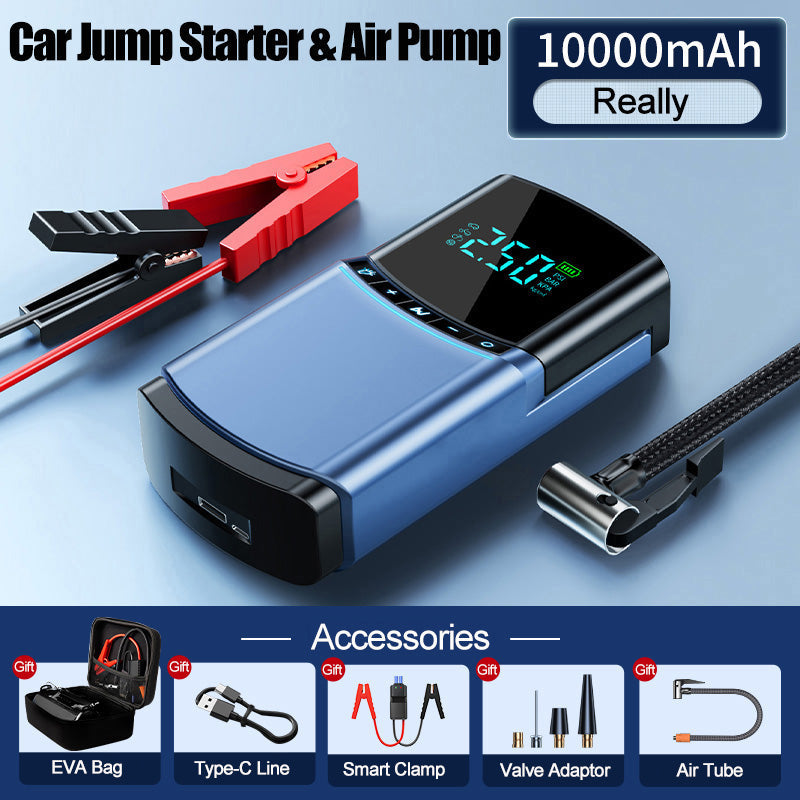 4 in 1 Car Jump Starter Air Pump 150PSI Tyre Compressor 2000A Starter Device 10000mAh Power bank Digital Inflatable Pump