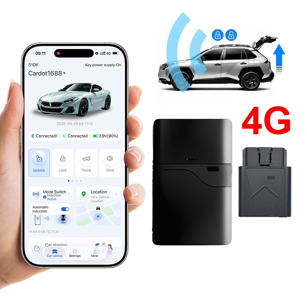 CARDOT 4G  Digital Key Mobile Phone Car Key GPS tracking App Lock Unlock Working With Factory Push Start Button