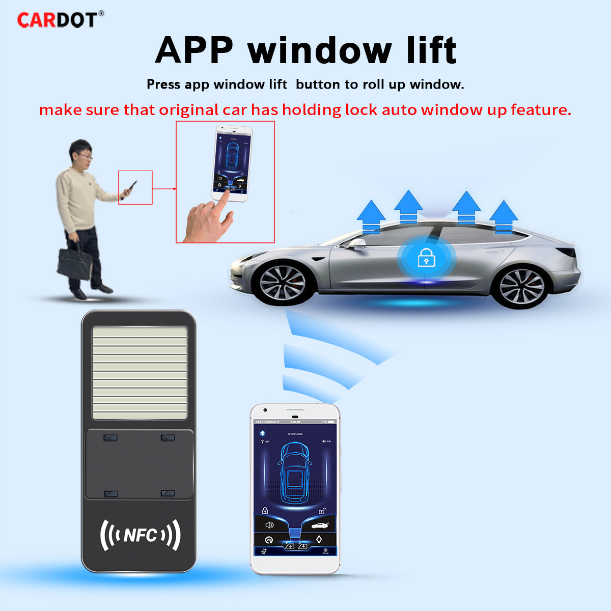 CARDOT BLE App Lock Unlock NFC Emergency Lock Unlock Digital key Working With Push Start Button Cars