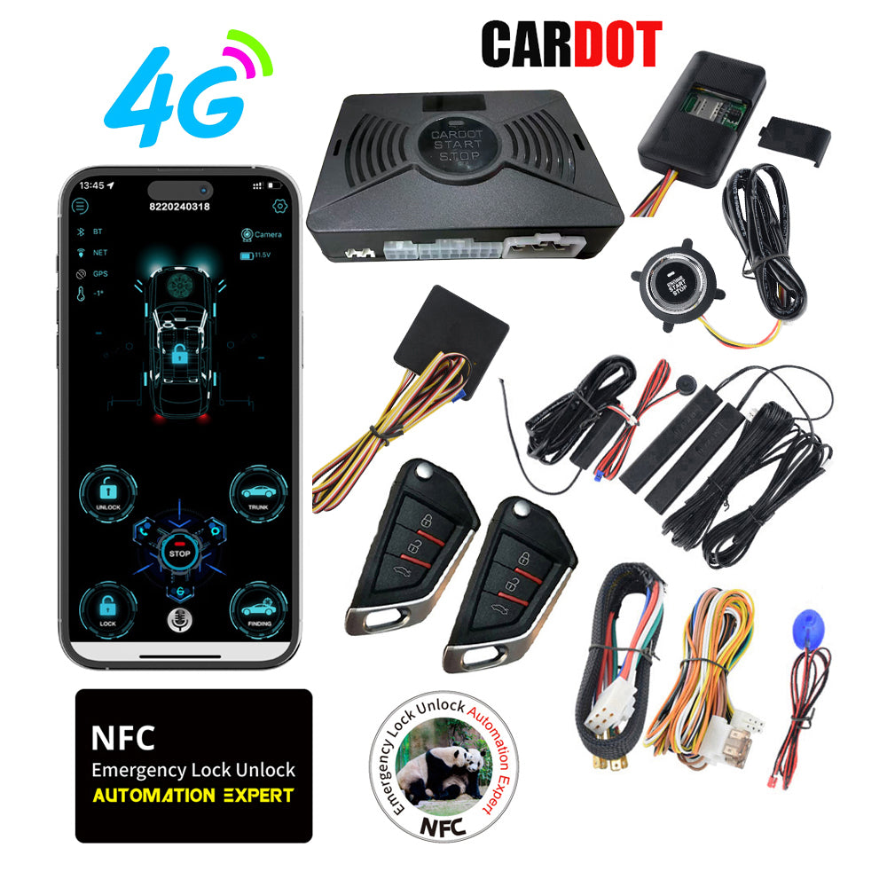 CARDOT 4G Mobile App Control Long Distance Start Stop GPS Location Smart Car Alarm For Ignition Key Start Cars