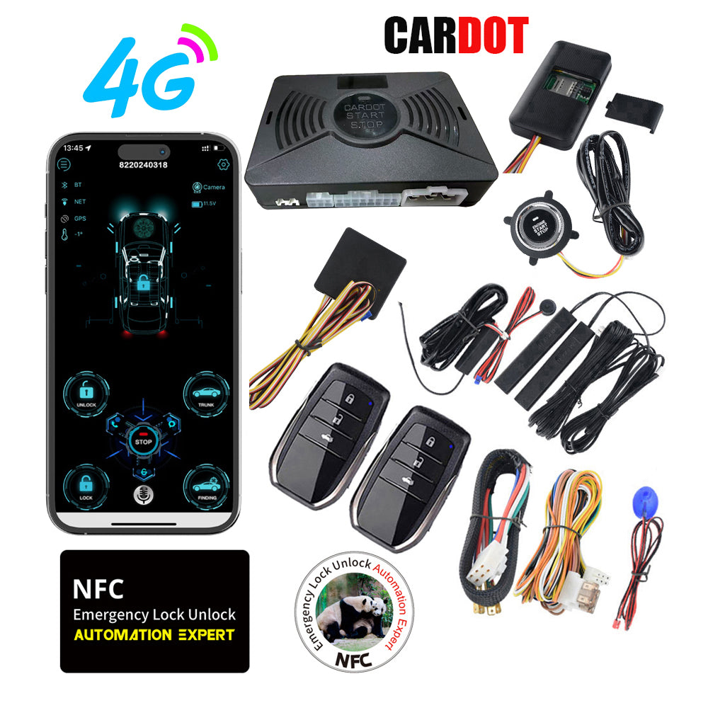 CARDOT 4G Mobile App Control Long Distance Start Stop GPS Location Smart Car Alarm For Ignition Key Start Cars
