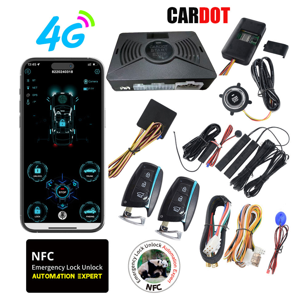 CARDOT 4G Mobile App Control Long Distance Start Stop GPS Location Smart Car Alarm For Ignition Key Start Cars