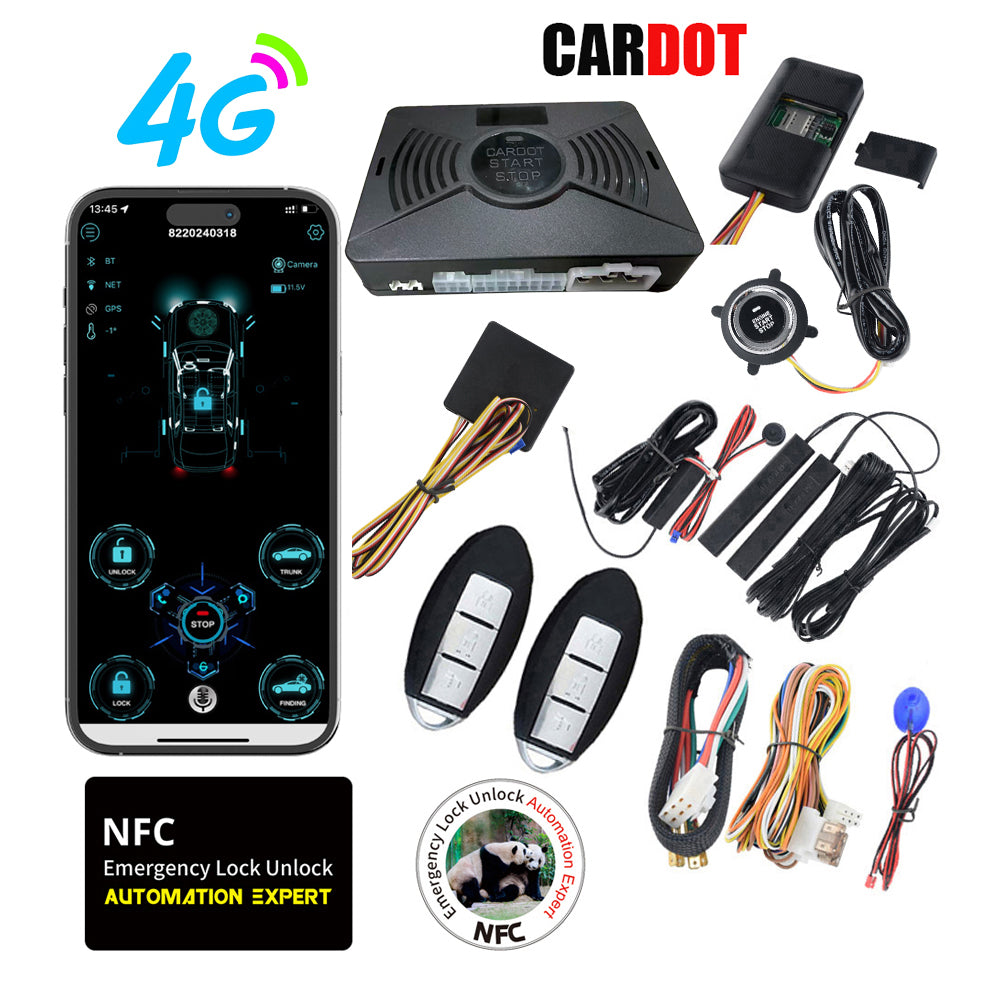 CARDOT 4G Mobile App Control Long Distance Start Stop GPS Location Smart Car Alarm For Ignition Key Start Cars