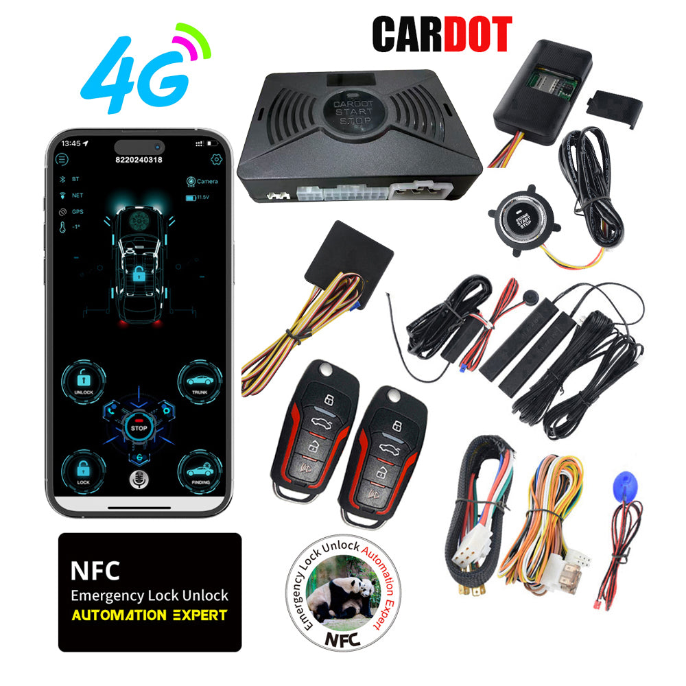 CARDOT 4G Mobile App Control Long Distance Start Stop GPS Location Smart Car Alarm For Ignition Key Start Cars