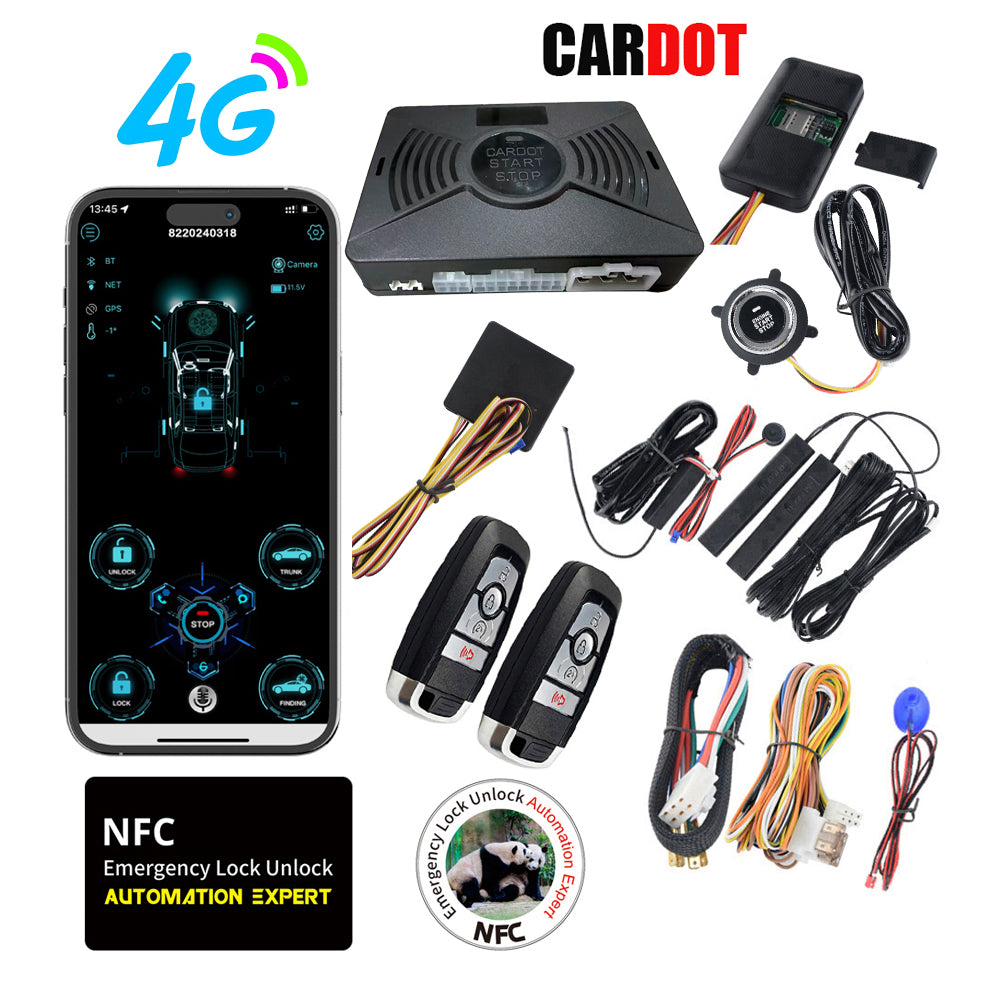 CARDOT 4G Mobile App Control Long Distance Start Stop GPS Location Smart Car Alarm For Ignition Key Start Cars