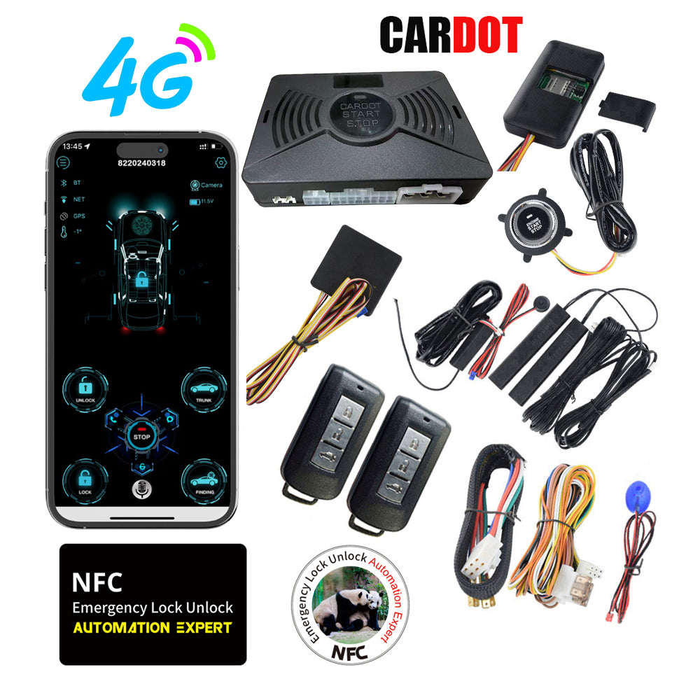 CARDOT 4G Mobile App Control Long Distance Start Stop GPS Location Smart Car Alarm For Ignition Key Start Cars