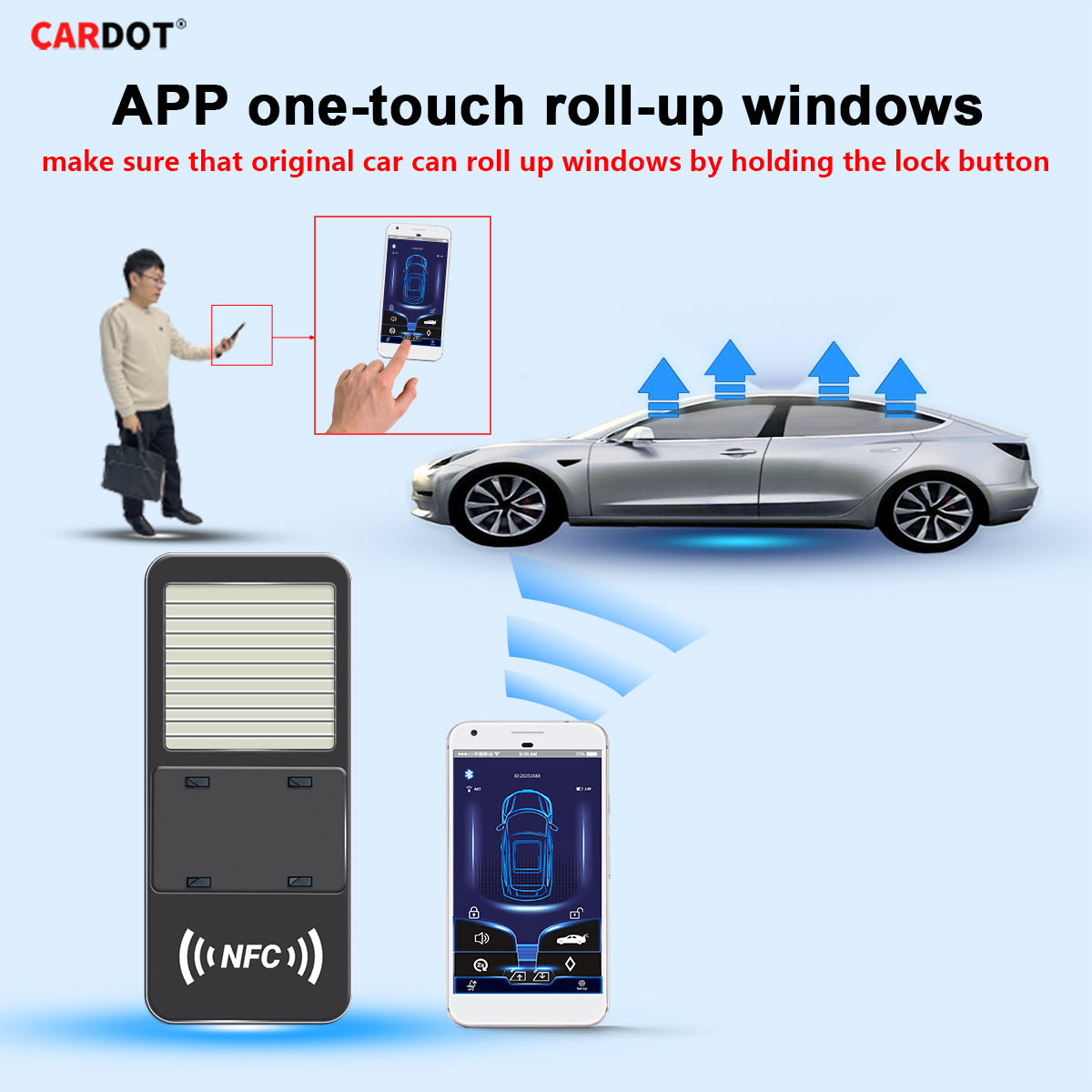 CARDOT BLE App Lock Unlock NFC Emergency Lock Unlock Digital key Working With Push Start Button Cars