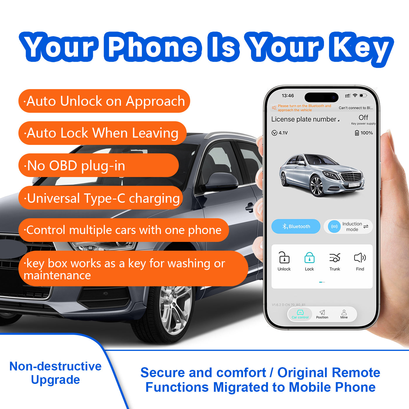 CARDOT BLE App Lock Unlock  Digital key Working With Push Start Button Cars