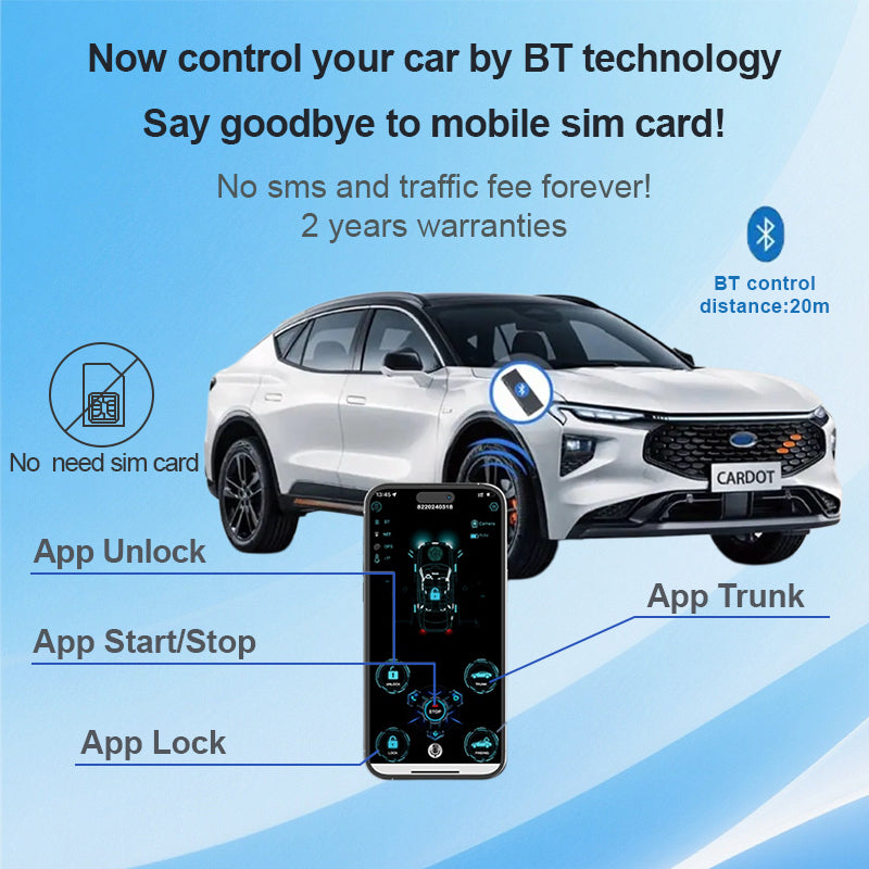 Alarmas de entrada sin llave Cardot PKE para automóviles Sistema de arranque y parada remoto Funciona con botón de arranque de fábrica en automóviles 