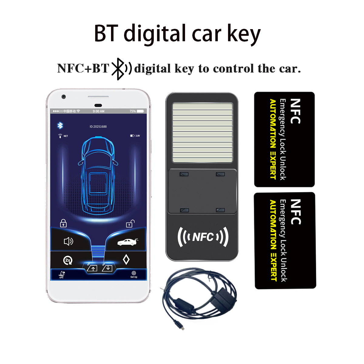 CARDOT BLE App Lock Unlock NFC Emergency Lock Unlock Digital key Working With Push Start Button Cars