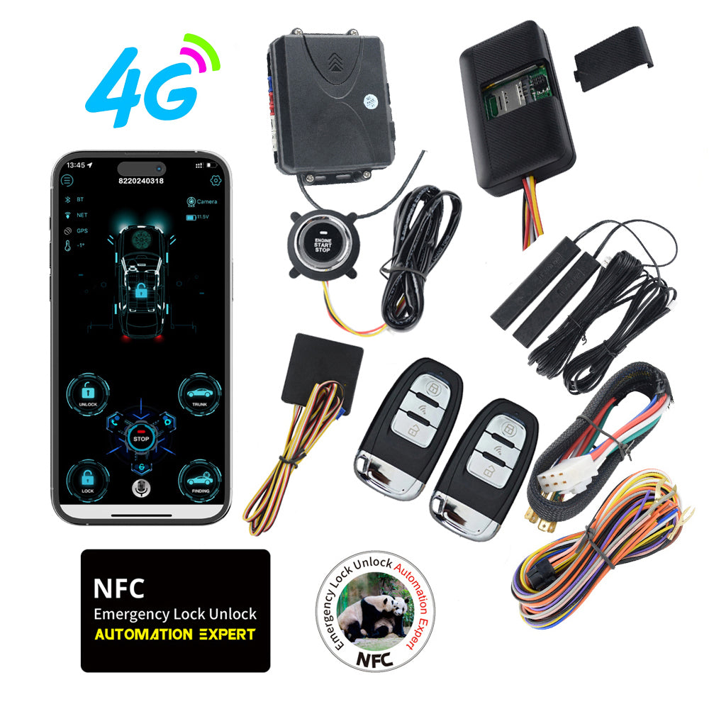 CARDOT 4G  Small Phone APP Control Pke Push start Car Alarm System With Remote Engine start