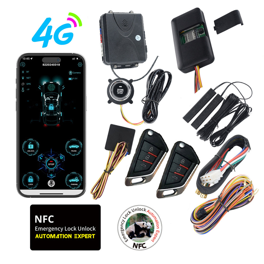 CARDOT 4G  Small Phone APP Control Pke Push start Car Alarm System With Remote Engine start