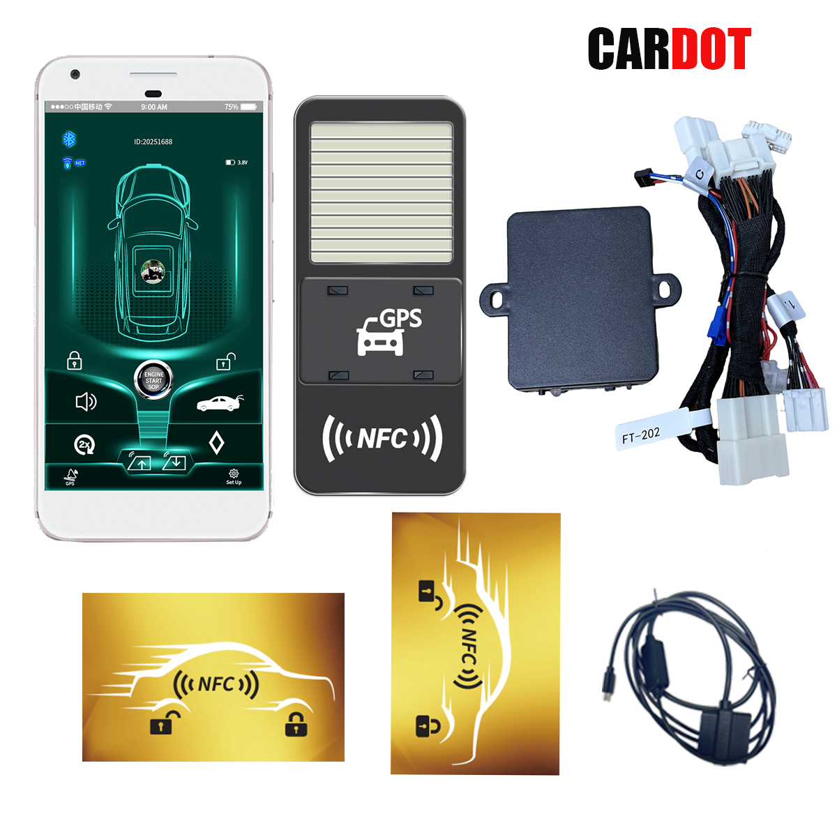 Llave LCD inteligente universal modificada Cardot, llave de automóvil con pantalla original del fabricante Keyless-go 