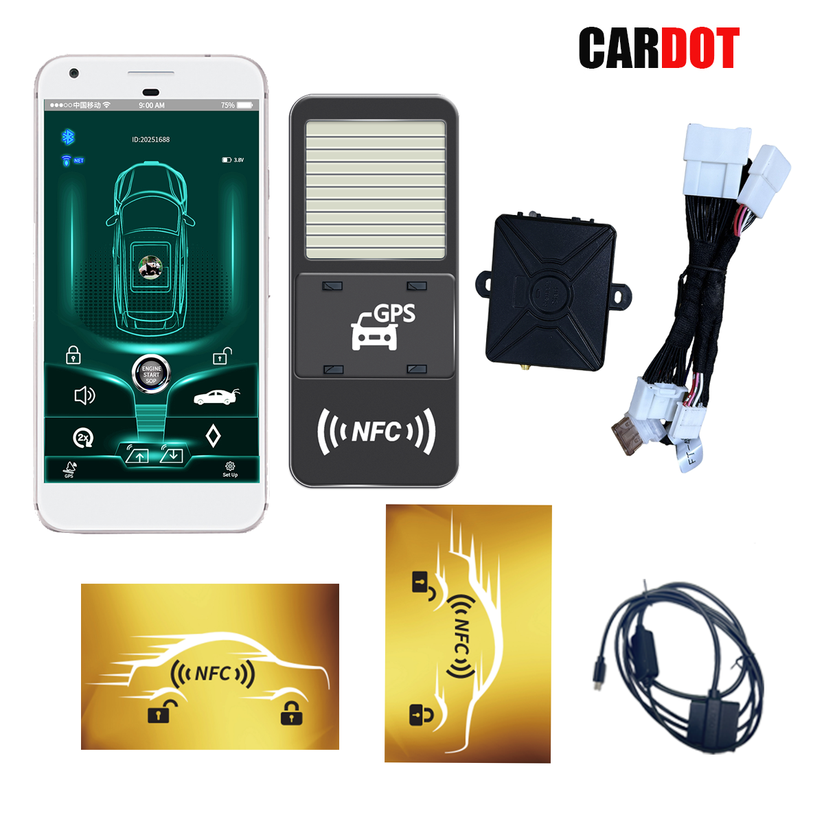 CARDOT 4G Remote Start Stop Engine GPS real time tracking App Lock Unlock Working With Car Alarm Model  FT-402 FT-502