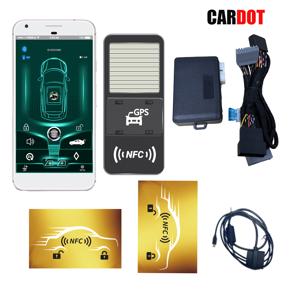 Llave LCD inteligente universal modificada Cardot, llave de automóvil con pantalla original del fabricante Keyless-go 