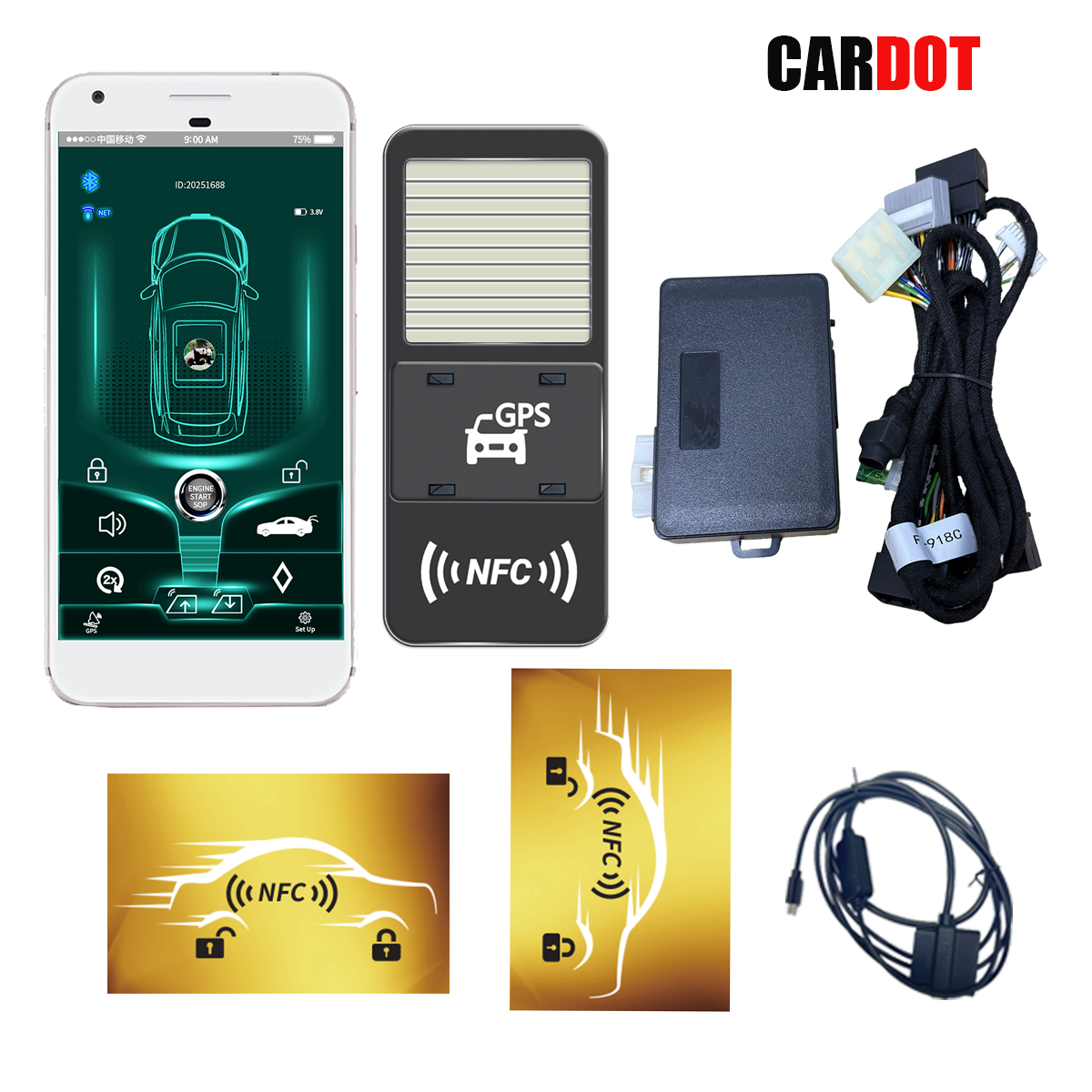 Llave LCD inteligente universal modificada Cardot, llave de automóvil con pantalla original del fabricante Keyless-go 