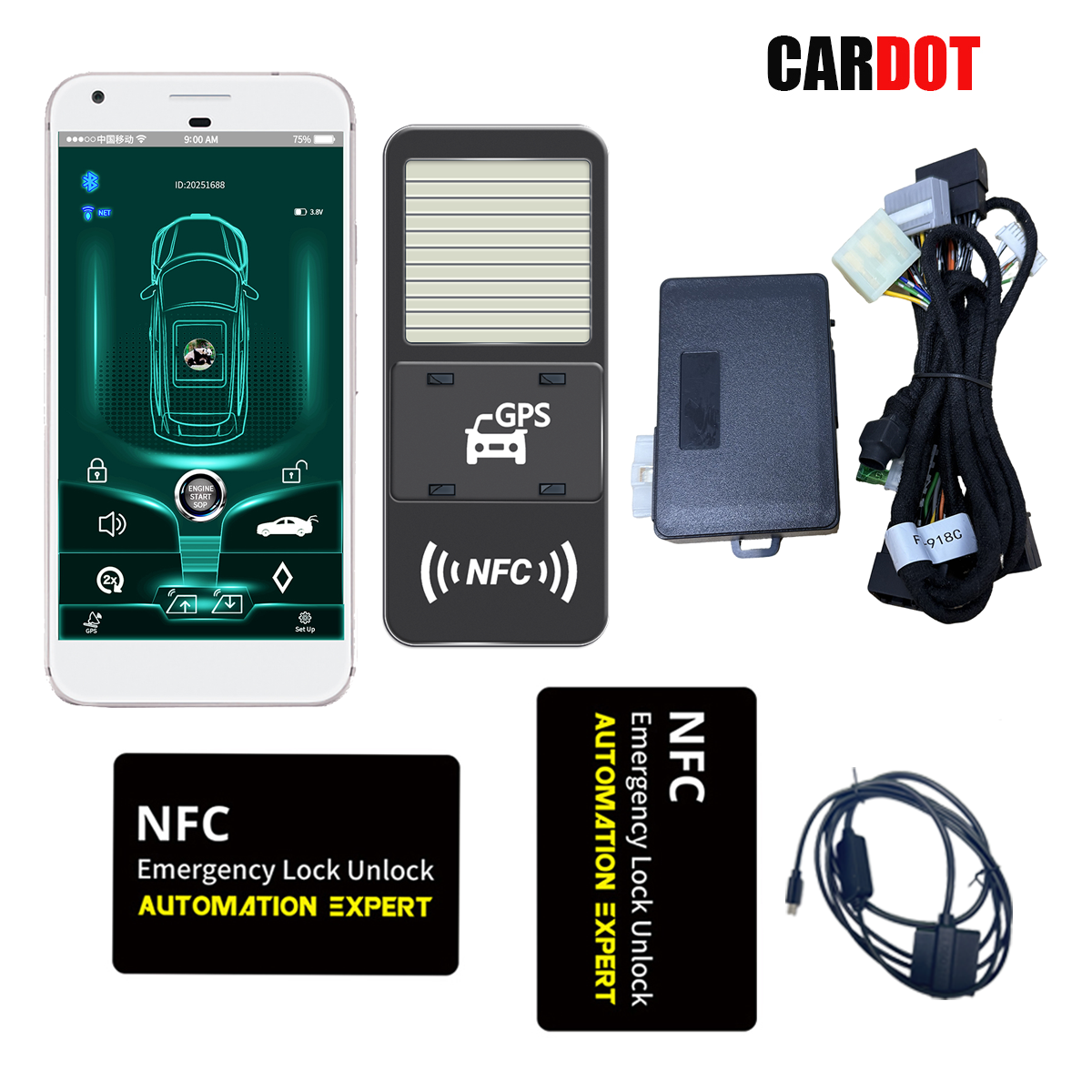 CARDOT 4G Remote Start Stop Engine GPS real time tracking App Lock Unlock Working With Car Alarm Model FT-718 FT-818 FT-918