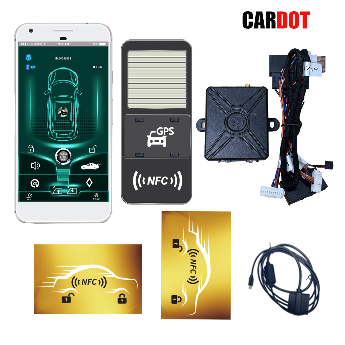 CARDOT 4G Remote Start Stop Engine GPS real time tracking App Lock Unlock Working With Car Alarm Model FT-102