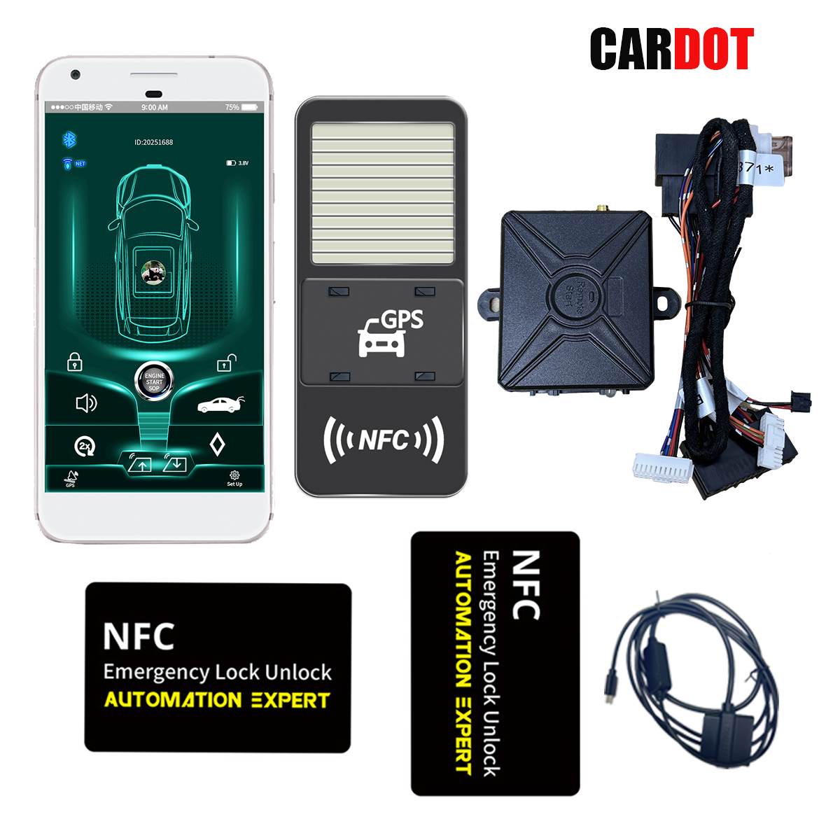 CARDOT 4G Remote Start Stop Engine GPS real time tracking App Lock Unlock Working With Car Alarm Model FT-102