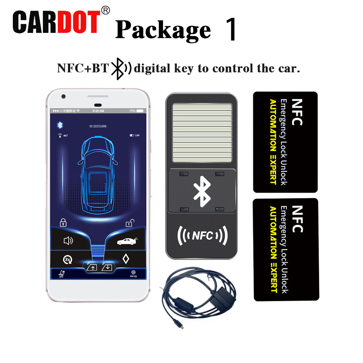 CARDOT BLE App Lock Unlock NFC Emergency Lock Unlock Digital key Working With Push Start Button Cars