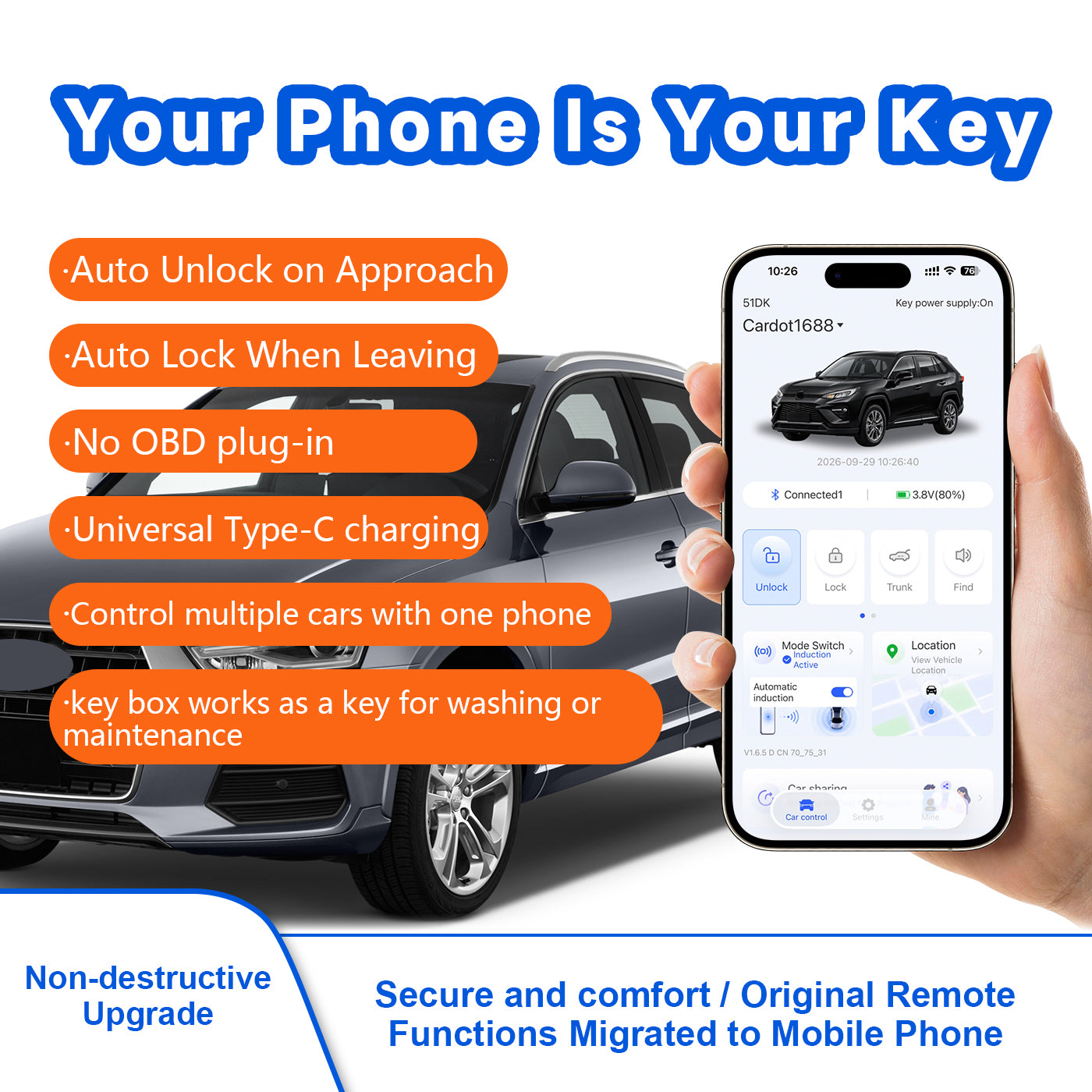 CARDOT BLE Digital Car Key  App Lock Unlock Working With Push Start Stop Cars
